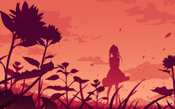Anime Your Lie in April Kaori Miyazono Silhouette Blume orange HD Wallpaper | Hintergrund