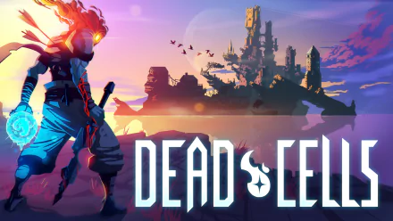 HD desktop wallpaper featuring the protagonist from Dead Cells with a vibrant backdrop and game logo.