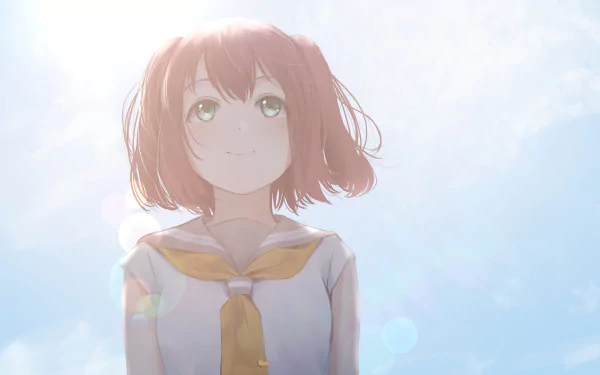 HD PC desktop wallpaper of Ruby Kurosawa from Love Live! Sunshine!! — anime portrait of her in a school uniform, bathed in soft sunlight against a clear sky.
