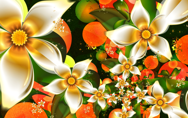 Artistic Flower Flowers Blossom orange White Green HD Wallpaper | Background Image