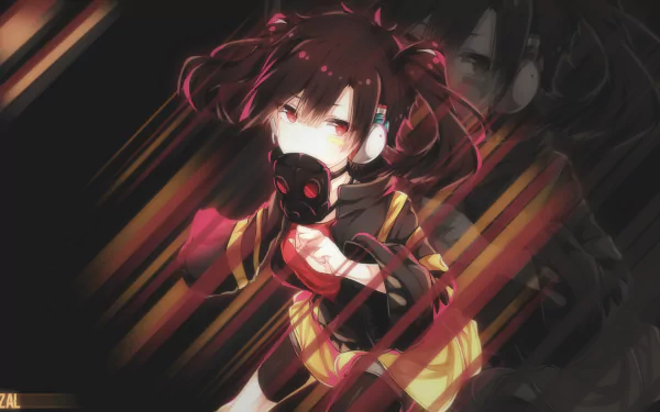 HD PC desktop wallpaper featuring Takane 'Ene' Enomoto from the anime Kagerou Project with dynamic lighting and a dark, intense atmosphere.