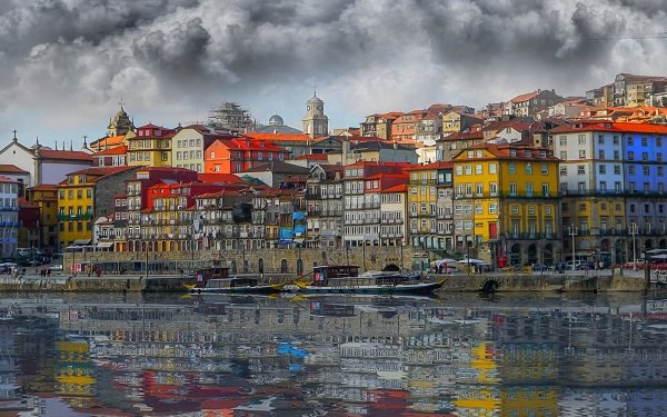 Man Made Porto Cities Portugal Town House Colorful Lake Cloud Reflection HD Wallpaper | Background Image