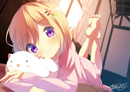 purple eyes blonde Cocoa Hoto Anime Is the Order a Rabbit HD Desktop Wallpaper | Background Image