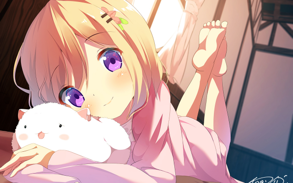 Anime Is the Order a Rabbit? Cocoa Hoto Blonde Purple Eyes HD Wallpaper | Background Image