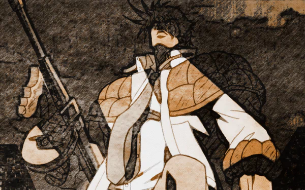HD PC desktop wallpaper featuring Joseph Joestar from the anime Jojo's Bizarre Adventure, depicted in a dramatic pose with bold lines and dark tones.