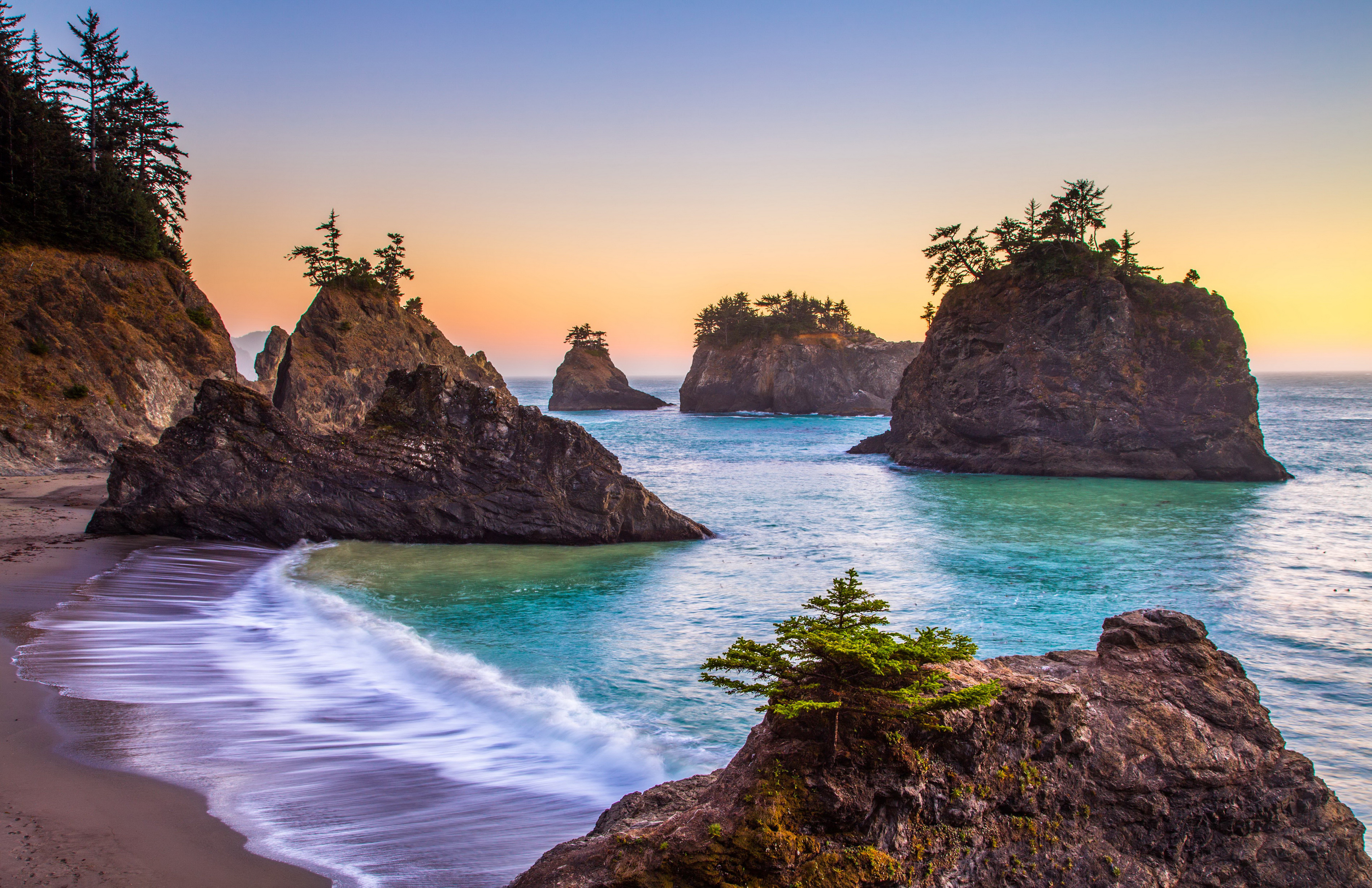 Oregon Coast Wallpaper 4K Sunset Beach Purple sky 48