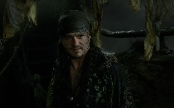 HD PC desktop wallpaper featuring Will Turner, portrayed by Orlando Bloom, from the movie Pirates of the Caribbean: Dead Men Tell No Tales.