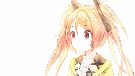 HD desktop wallpaper and background featuring Enju Aihara from the anime Black Bullet, showcasing her vibrant red eyes and blonde hair in a soft watercolor art style.