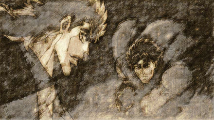 HD PC wallpaper featuring anime characters Robert E. O. Speedwagon and Jonathan Joestar from JoJo's Bizarre Adventure in a dynamic, sketch-style illustration.