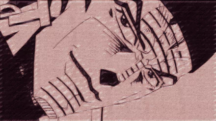 HD PC desktop wallpaper of Terence T. Darby from JoJo's Bizarre Adventure — close-up anime portrait with bold linework and textured rose-tinted background