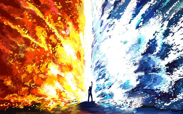 Fantasy Women Fire Elemental Water Magic HD Wallpaper | Background Image