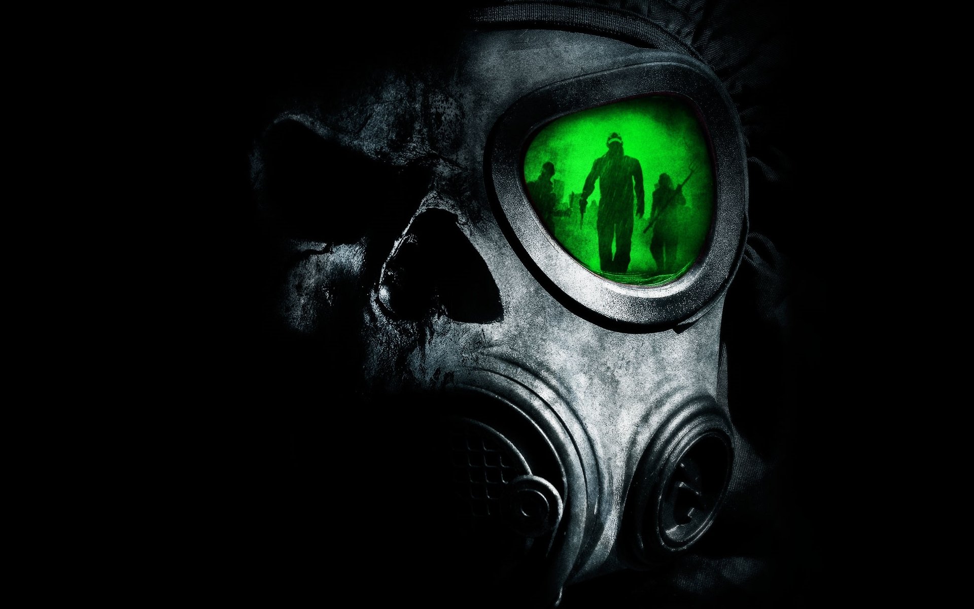 green skull gas mask