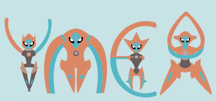 HD desktop wallpaper featuring the Pokémon Deoxys in its various forms with a blue background.