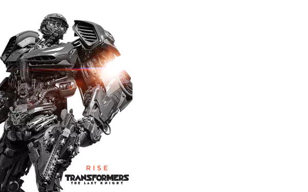 Hot Rod (Transformers) from the movie Transformers: The Last Knight — detailed 4K Ultra HD PC desktop wallpaper showing a metallic robotic close-up with the film logo.