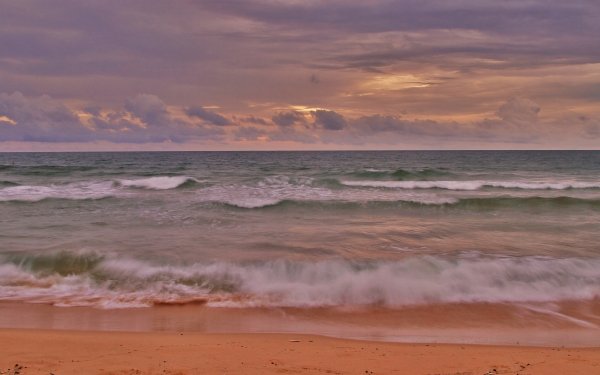 Earth Ocean Beach Wave Sunset Horizon HD Wallpaper | Background Image
