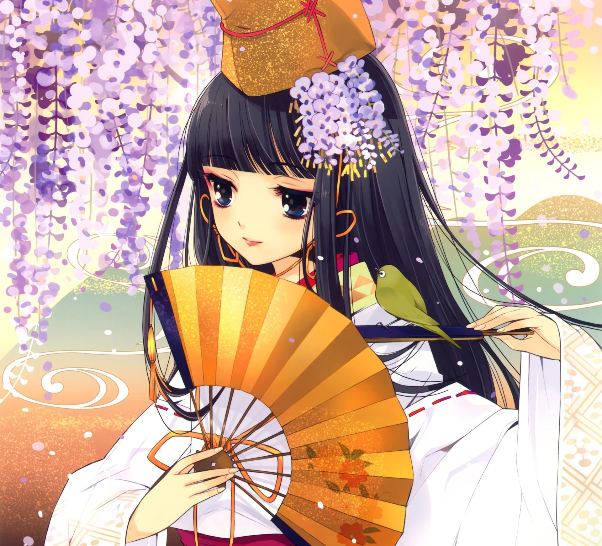 Download Blue Eyes Smile Miko Outfit Black Hair Long Hair Fan Anime Original HD Wallpaper by Ito Noizi