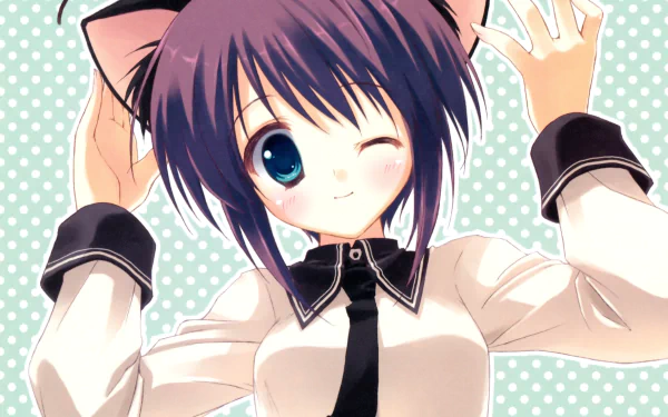 wink cat girl Anime Original HD Desktop Wallpaper | Background Image