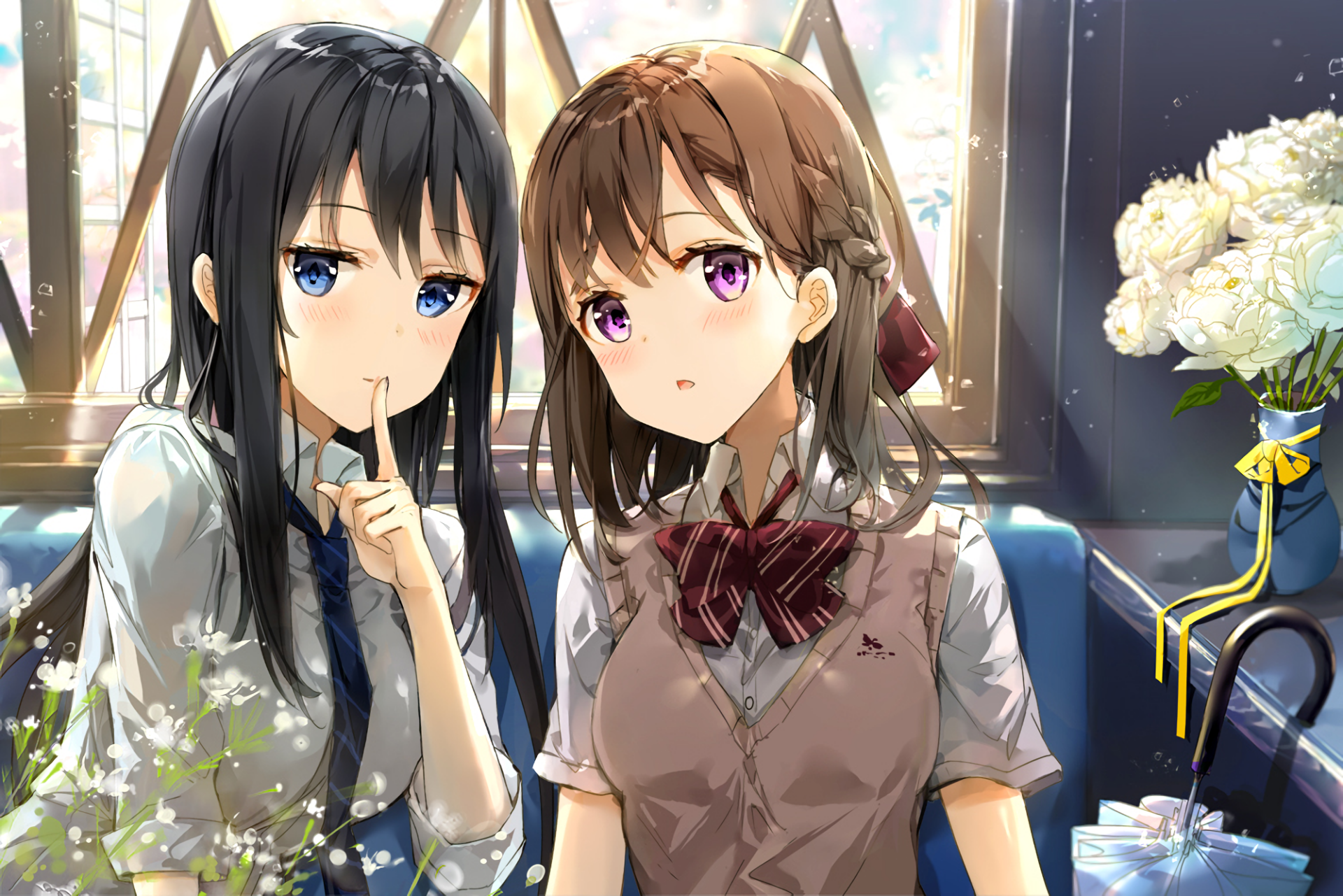 Anime School Girls HD Wallpaper by ふーみ, image size:1920x1281