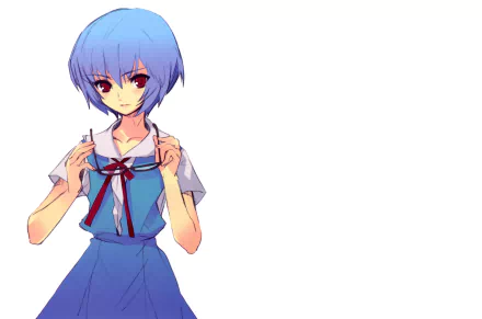 red eyes blue hair short hair school uniform Rei Ayanami Anime Neon Genesis Evangelion HD Desktop Wallpaper | Background Image