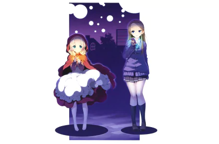 blonde long hair cloak brown hair blush blue eyes Anime Original HD Desktop Wallpaper | Background Image