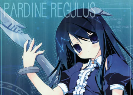 blue eyes blue hair blush smile ribbon long hair Anime Original HD Desktop Wallpaper | Background Image