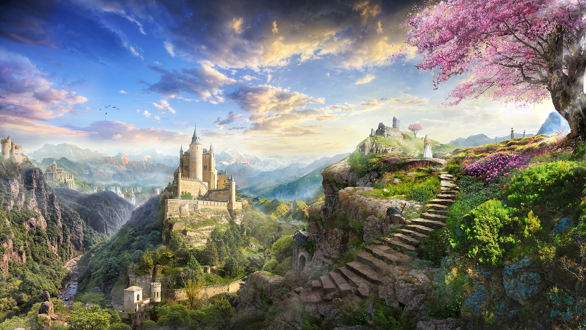 Fantasy Landscape and Castle Wallpaper and Background Image | 1900x1069