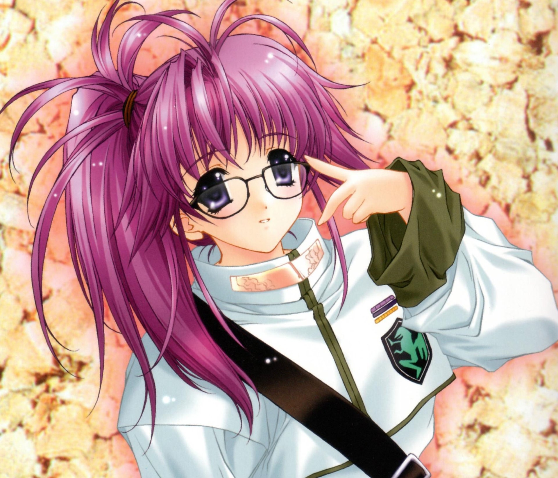 Download Ponytail Glasses Purple Eyes Purple Hair Anime Original HD Wallpaper by Kimizuka Aoi