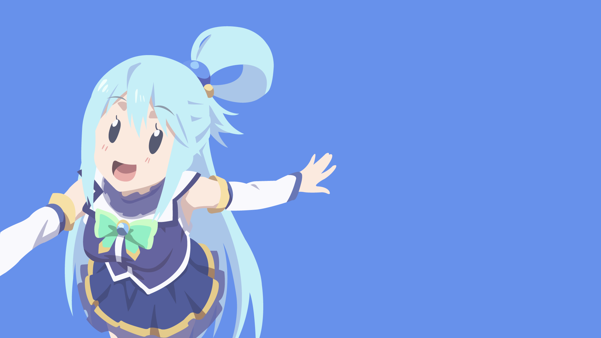 Aqua from KonoSuba anime in vibrant colors, featured in a 4K Ultra HD PC desktop wallpaper from KonoSuba - God’s blessing on this wonderful world!!.