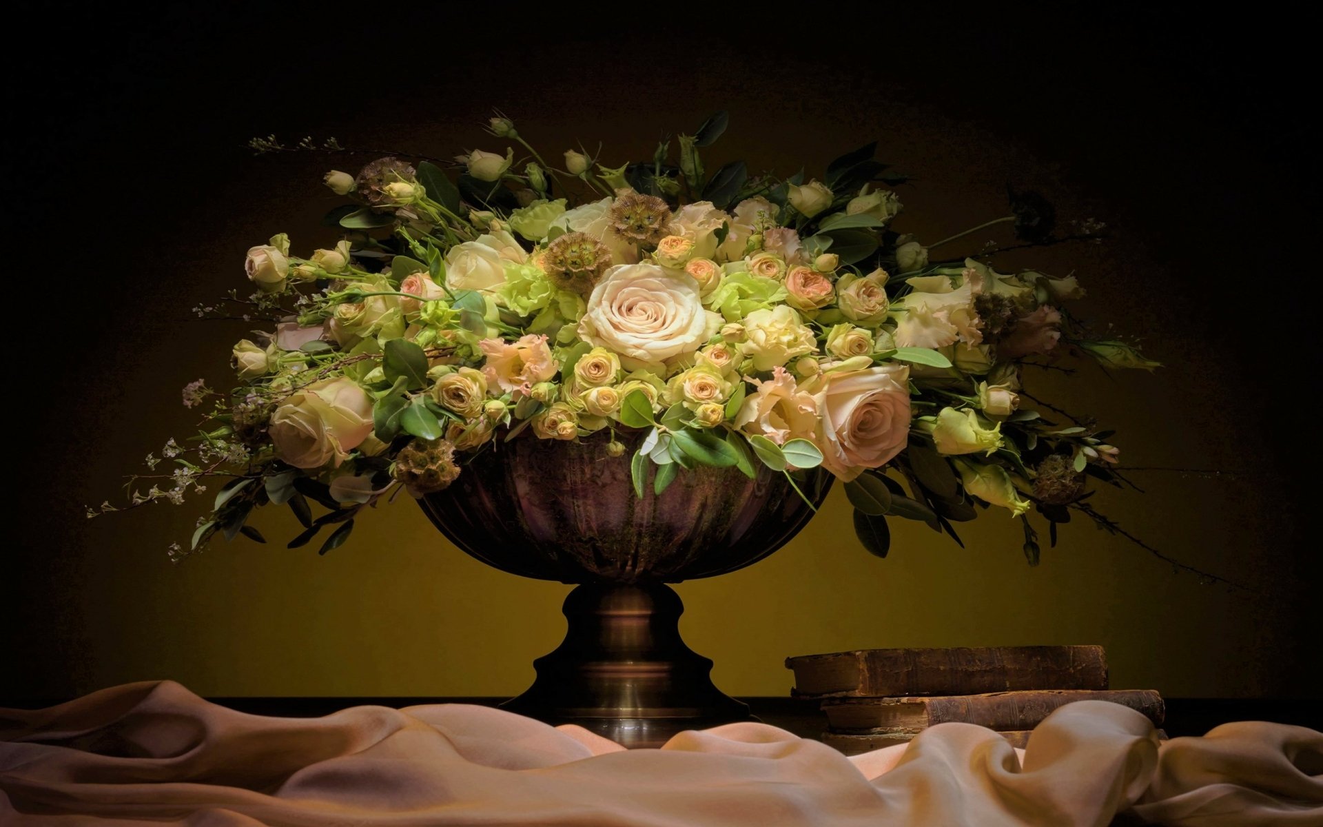 Download Flower Book Scarf Rose Bowl Photography Still Life HD Wallpaper