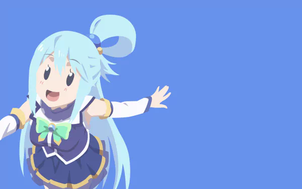 Aqua from KonoSuba anime in vibrant colors, featured in a 4K Ultra HD PC desktop wallpaper from KonoSuba - God’s blessing on this wonderful world!!.