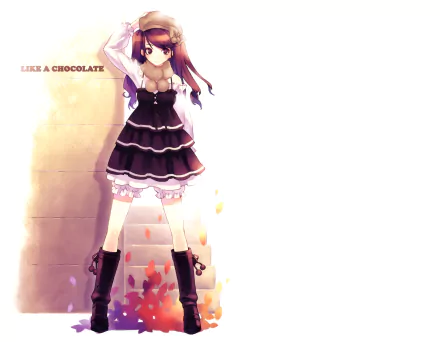 scarf bow (Clothing) long hair brown hair twintails hat Anime Original HD Desktop Wallpaper | Background Image