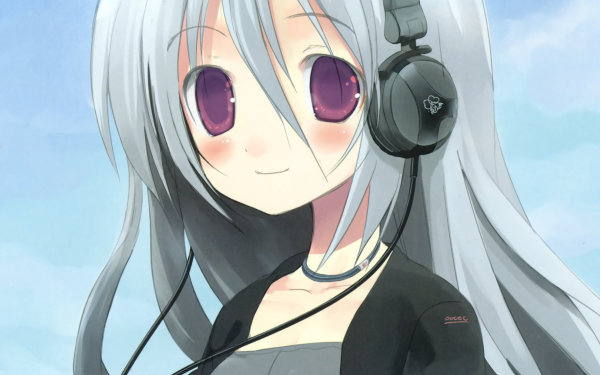 Anime Original Long Hair Purple Eyes Smile Blush Grey Hair HD Wallpaper | Background Image
