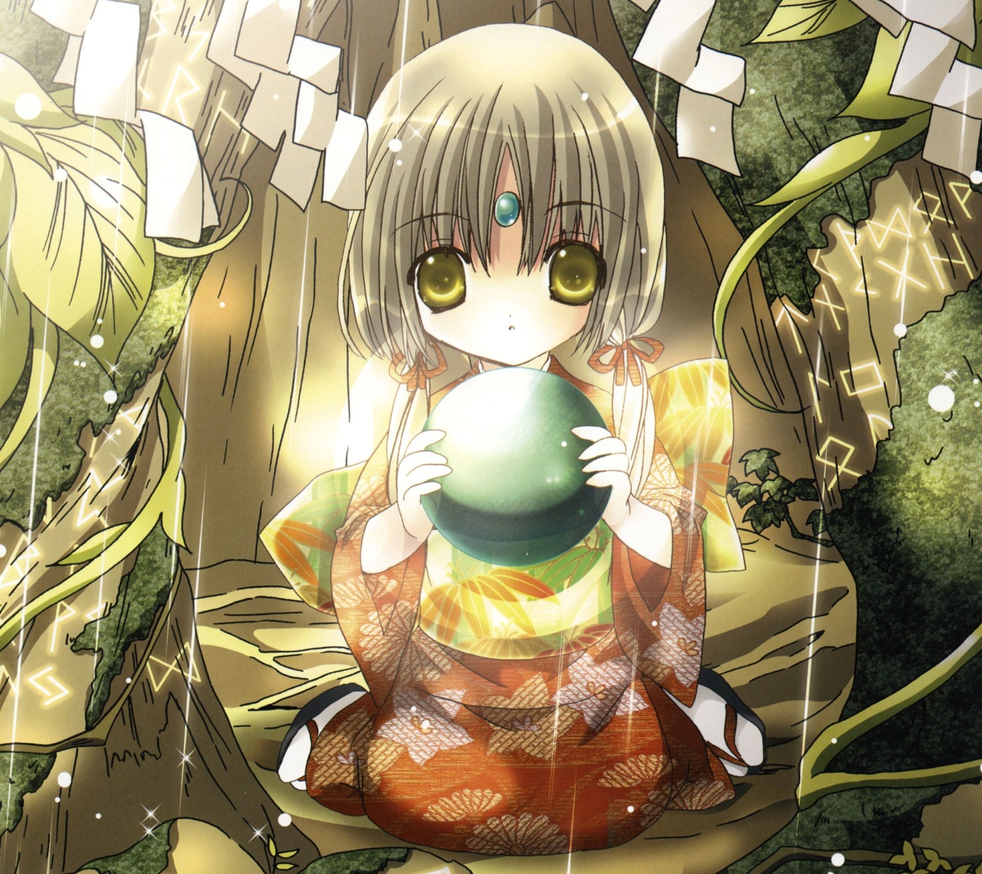 Download Kimono Orb Yellow Eyes Blonde Long Hair Anime Original HD Wallpaper by Koge Donbo