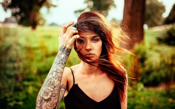 Women Tattoo Model Redhead Depth Of Field HD Wallpaper | Background Image