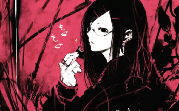 black eyes earrings glasses black hair long hair Anime Original HD Desktop Wallpaper | Background Image