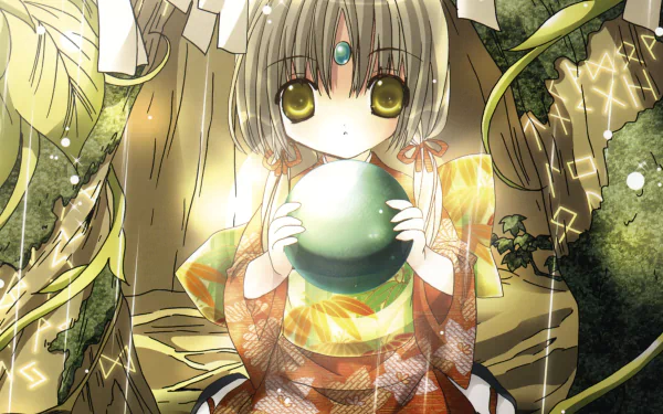 kimono orb yellow eyes blonde long hair Anime Original HD Desktop Wallpaper | Background Image