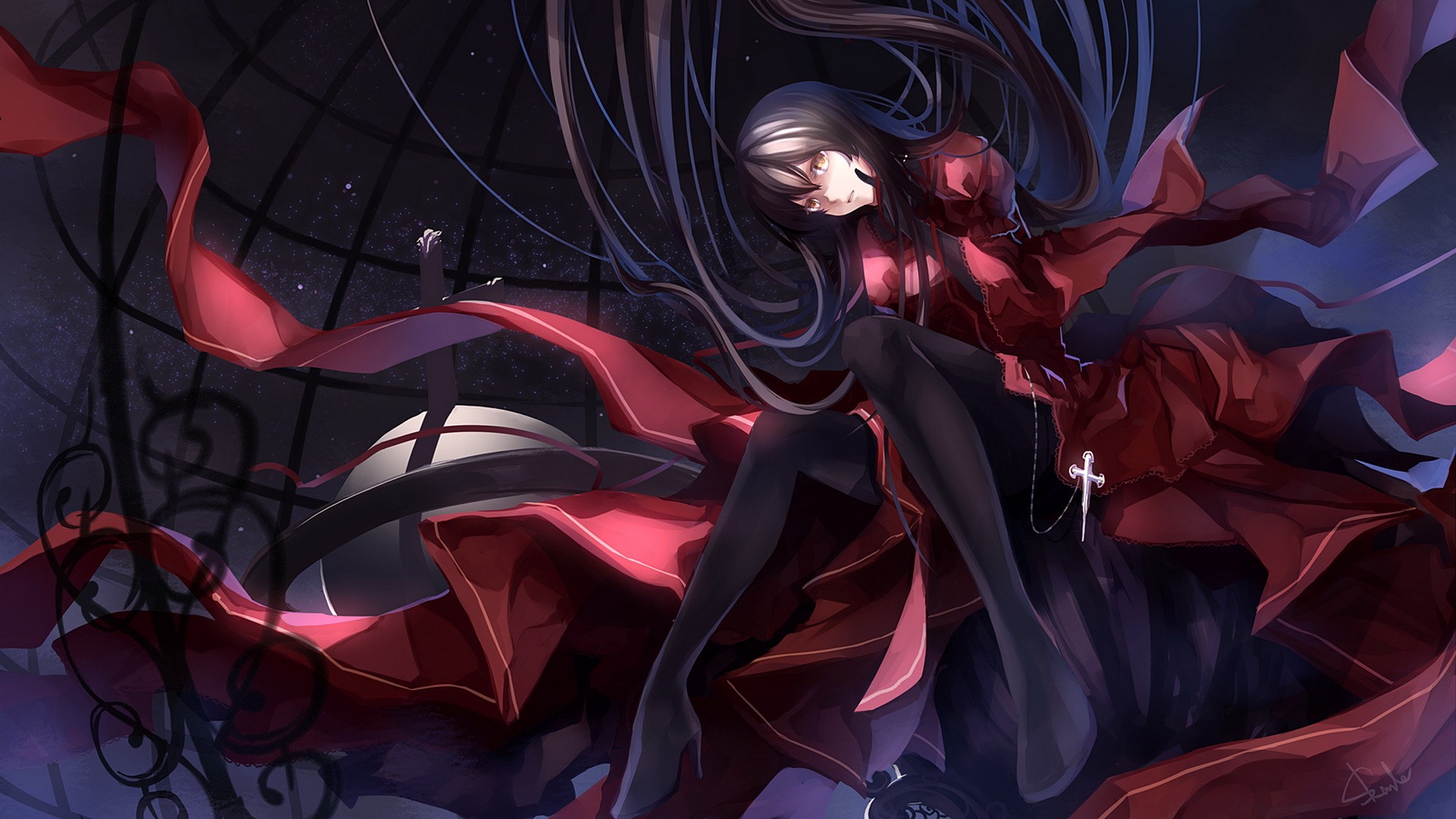 Anime Girl Red Black Dress 4K HD Anime Girl Wallpapers