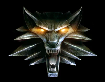 HD PC desktop wallpaper featuring the glowing Wolf Amulet from The Witcher video game series, specifically The Witcher 2: Assassins of Kings.