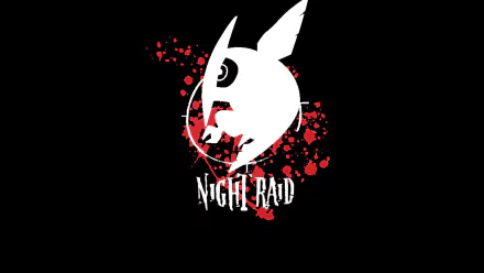 HD PC desktop wallpaper featuring the Night Raid emblem from the anime Akame ga Kill!, with a white moon rabbit symbol and red splatters on a black background.