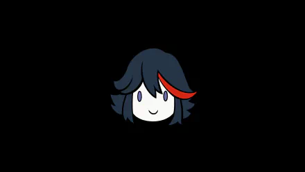 Minimalist HD desktop wallpaper featuring Ryūko Matoi's stylized face from the anime Kill La Kill against a solid black background.