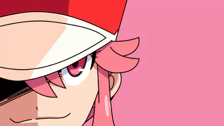 Close-up HD desktop wallpaper of Nonon Jakuzure from the anime Kill La Kill, featuring her signature hat and confident expression against a pink background.