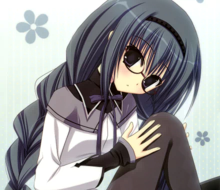 glasses Homura Akemi Anime Puella Magi Madoka Magica HD Desktop Wallpaper | Background Image