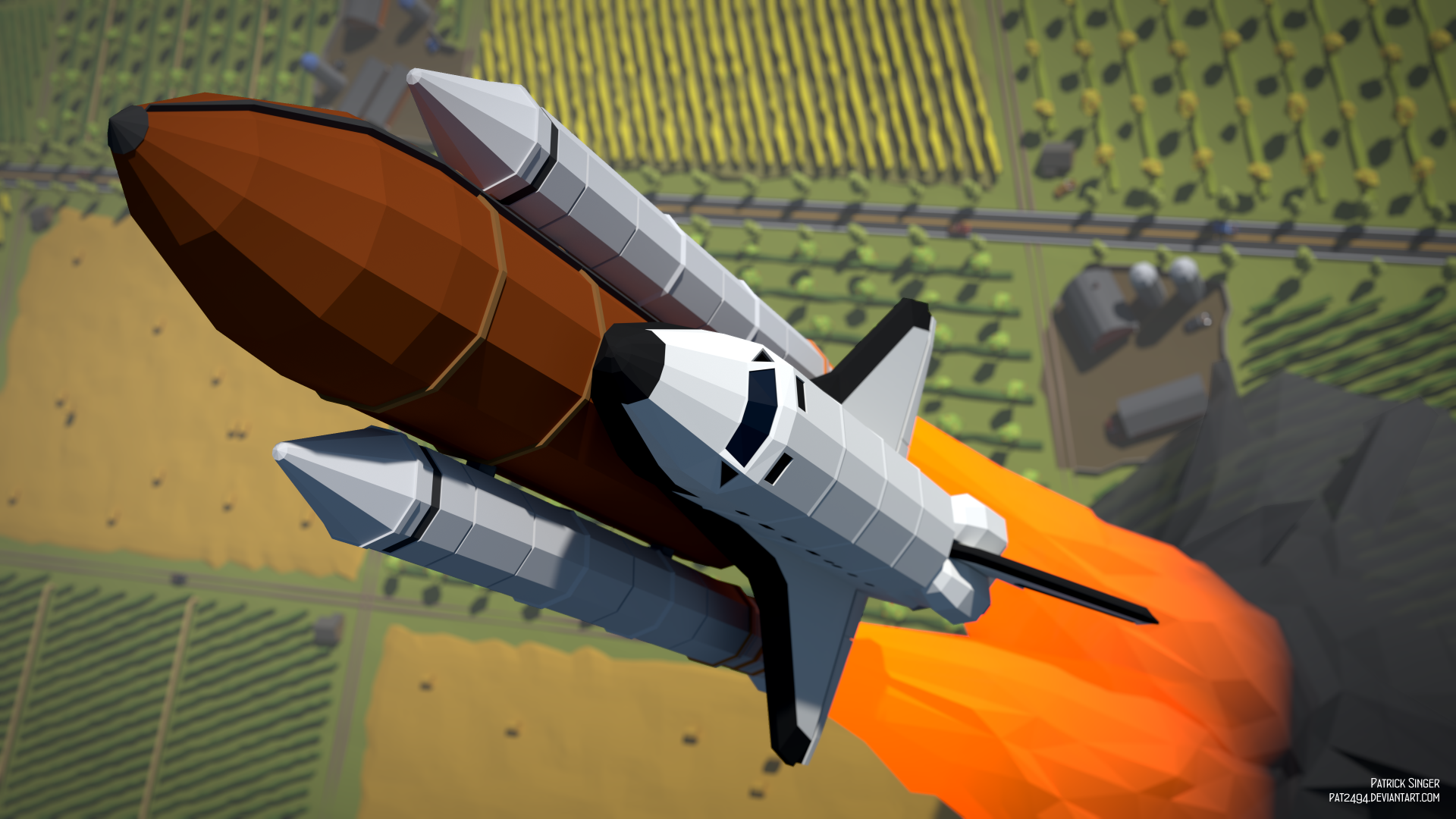 Download Low Poly Vehicle Space Shuttle 4k Ultra HD Wallpaper by Patrick Singer