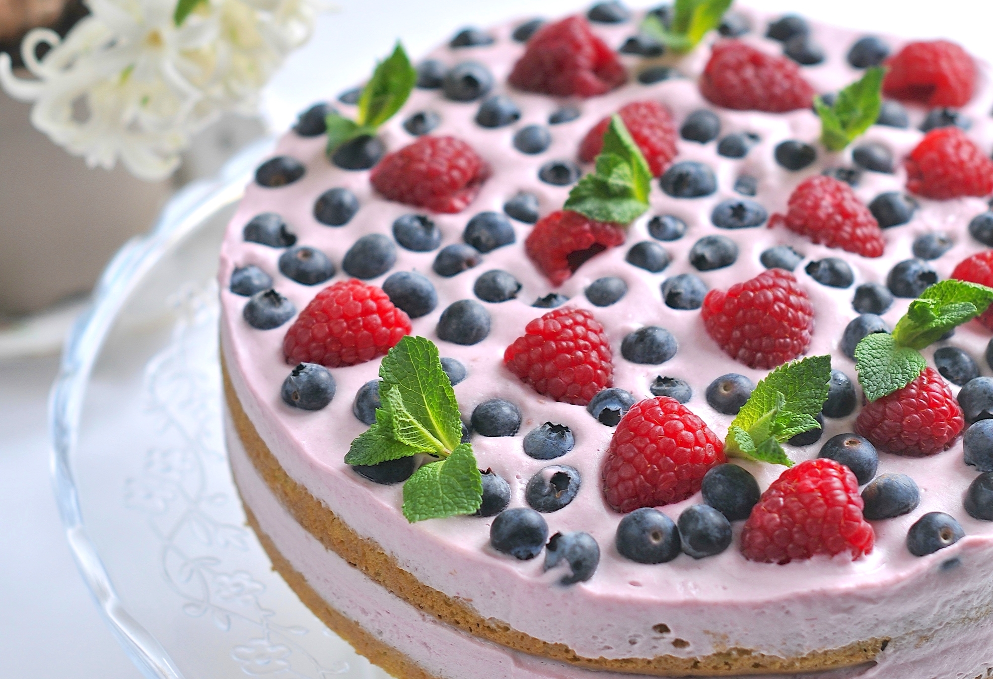 Download Raspberry Blueberry Berry Fruit Dessert Pastry Food Cake HD ...