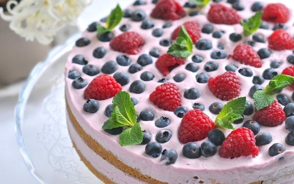 Food Cake Pastry Dessert Fruit Berry Blueberry Raspberry HD Wallpaper | Background Image