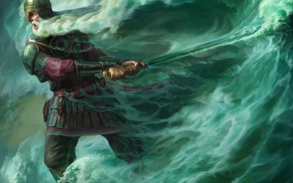 Fantasy Gods God Warrior Wave Sword Beard HD Wallpaper | Background Image
