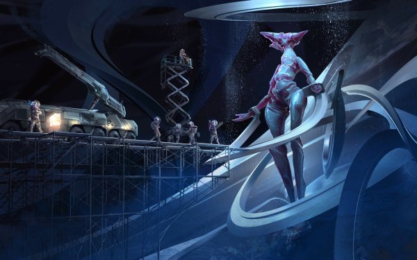 Sci Fi Alien Vehicle Astronaut Giant HD Wallpaper | Background Image
