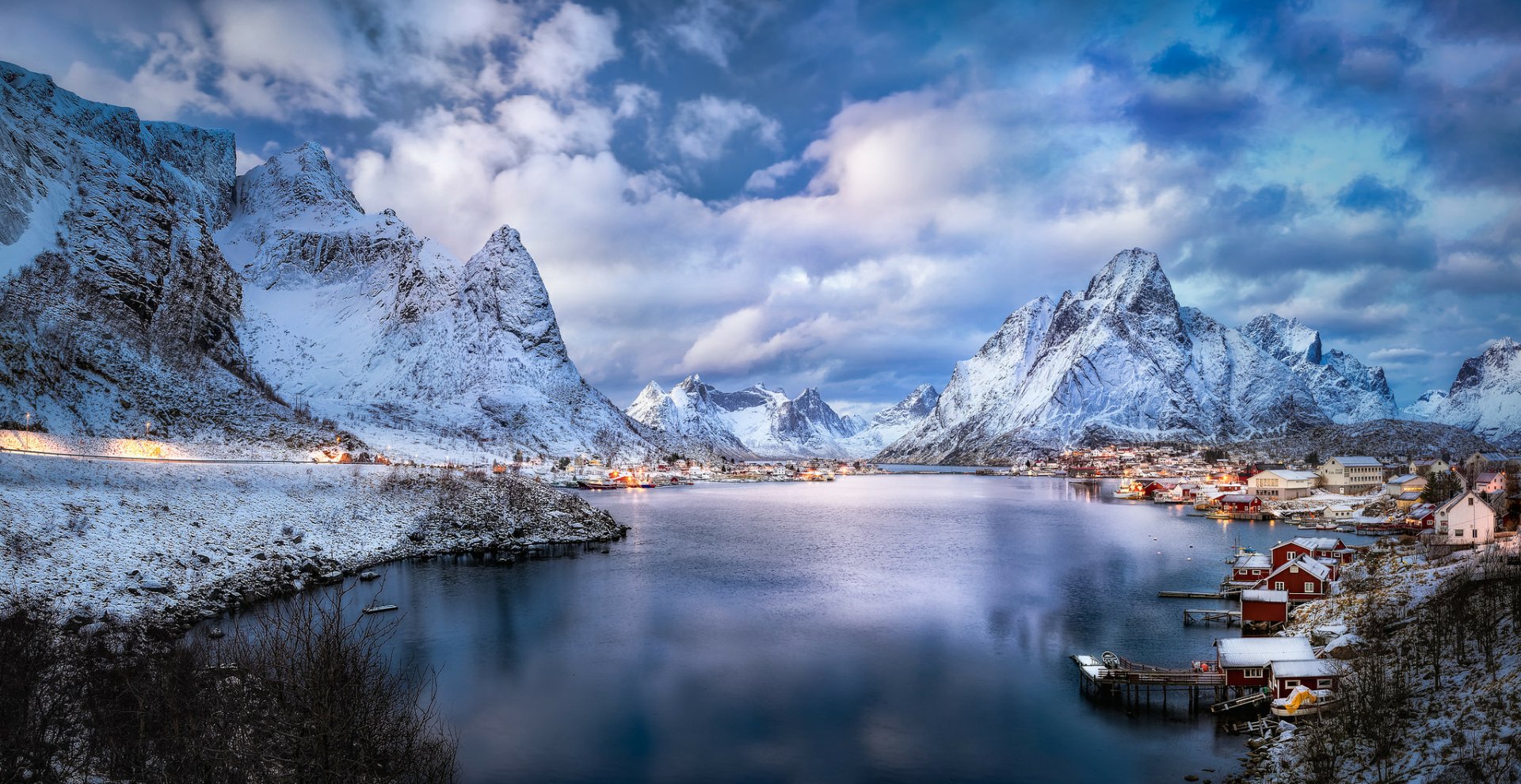 Download Reine Norway Cloud Mountain Landscape Village Winter