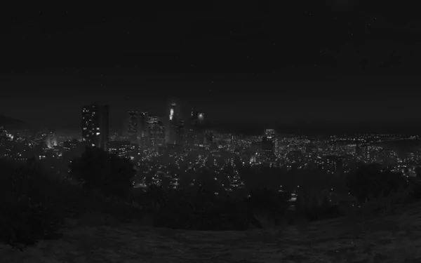city night Los Santos Black & White video game Grand Theft Auto V HD Desktop Wallpaper | Background Image