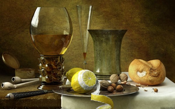 Artistique Peinture Nourriture Boisson Nature Morte Citron Almond Fond d'écran HD | Image